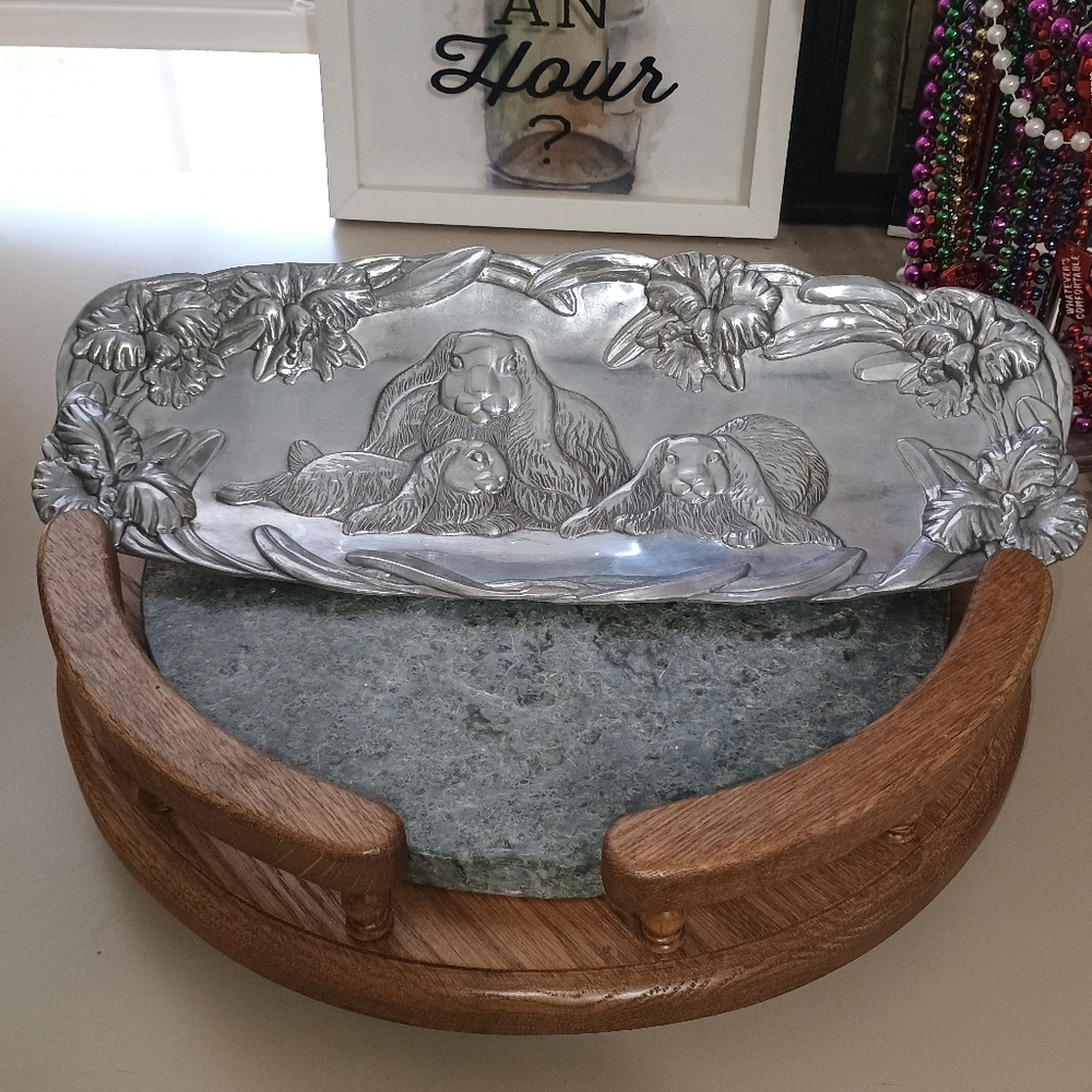 Arthur Court Aluminum Oblong Serving/Display Dish Vintage 1994